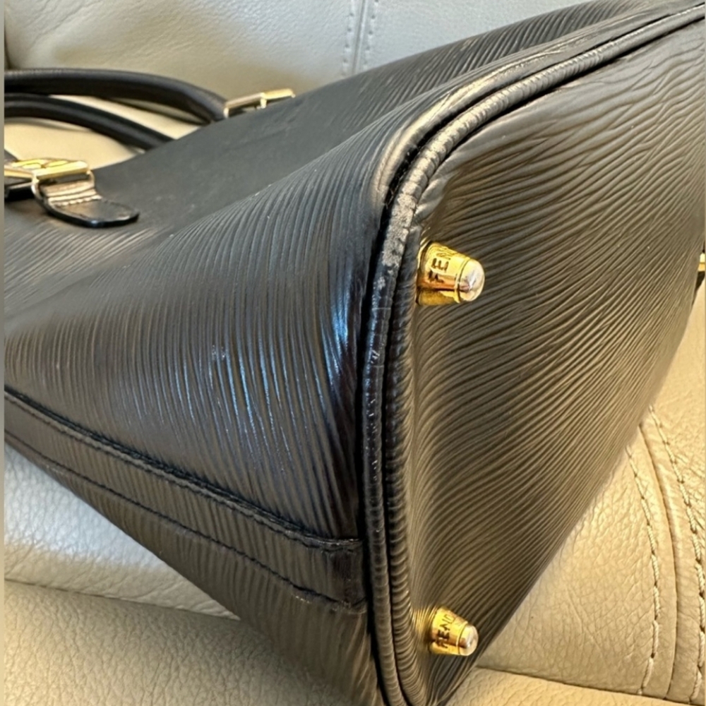 Fendi Black Leather Handbag with Gold Accents - Picture 7 of 12